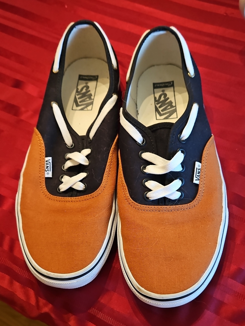 Vans Men's Orange and Black Canvas Low-Top Sneakers